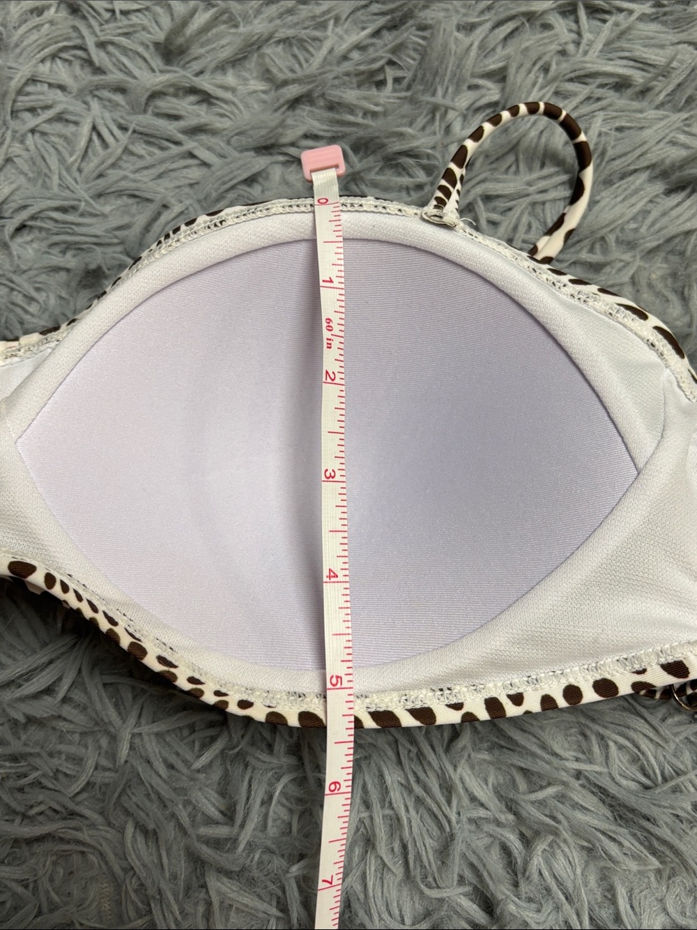 Brown and Off-White Polka Dot Ruched Bikini Top - Picture 15 of 16